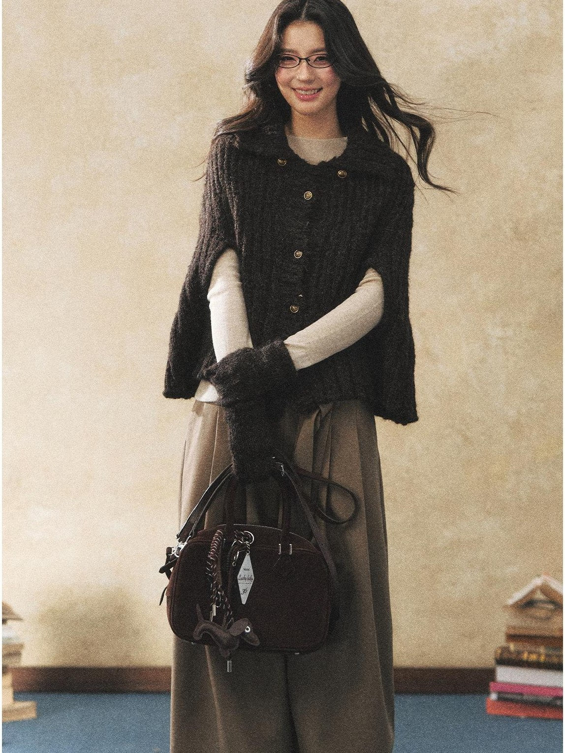 7Shiftin Cozy Button Cardigan Casual Relaxed Women Oatmeal Deep Brown Sweaters