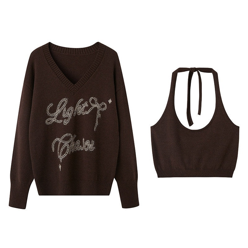 DIDDI_MODA_Fuzzy_Pocket_Open_Cardigan_Knitted_Two_Piece_Women&