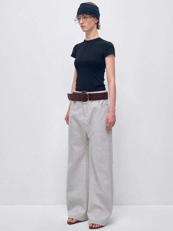RUN TO THE FUTURE Minimalist Vintage Low Waist Zipper Pocket Office Womens Straight Pants