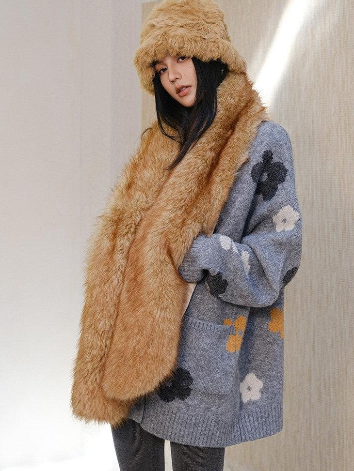 FU FRESH UP Hand Painted Floral Jacquard Relaxed Oversized Women&