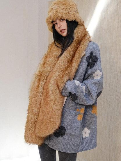 FU FRESH UP Hand Painted Floral Jacquard Relaxed Oversized Women&