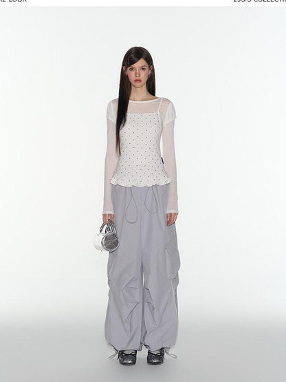 NAPSNAPS Ruffled Sheer Cutout Slim Women&