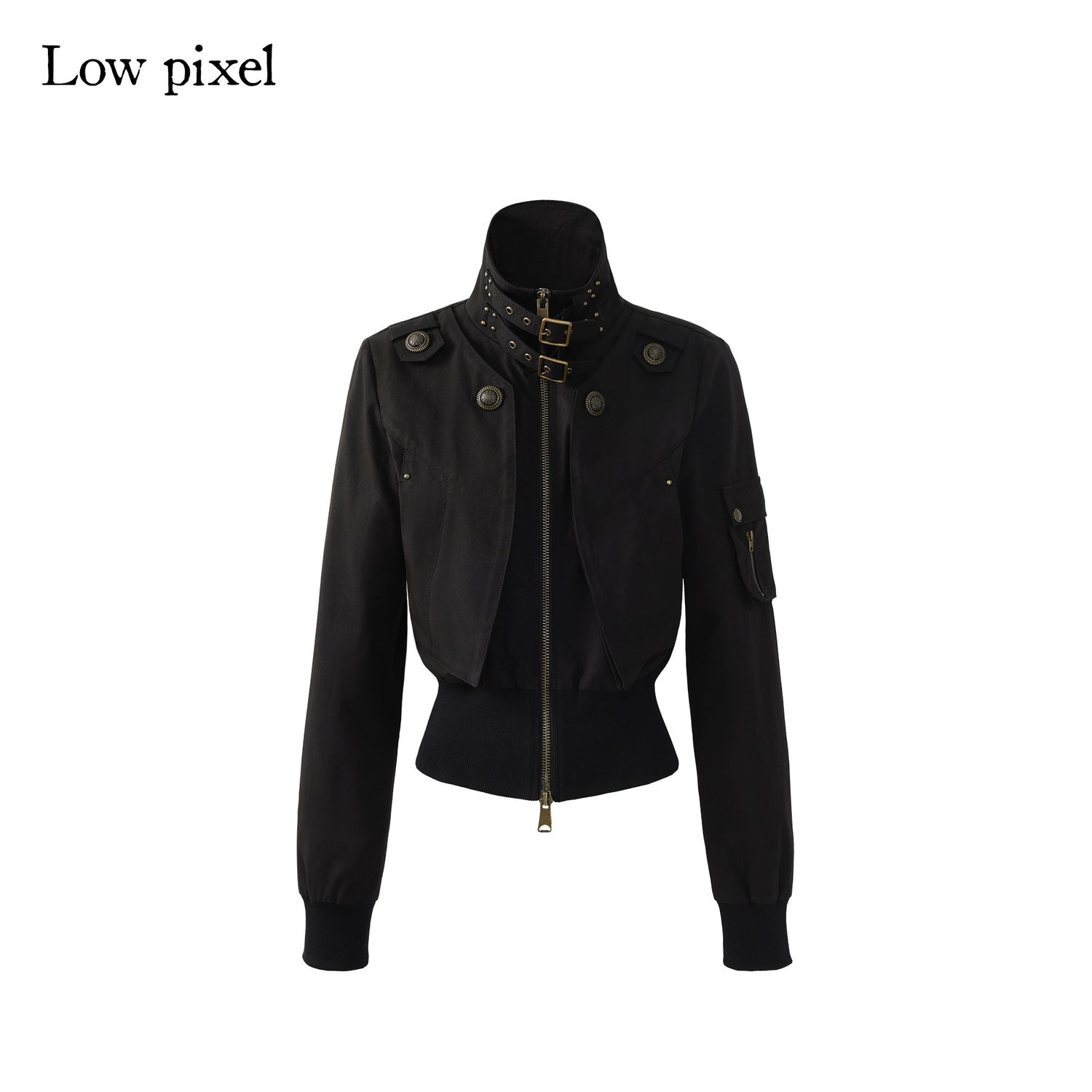Low pixel Windproof Vintage Slim Metal Detail Women Cotton Lyocell Button Cropped Jackets