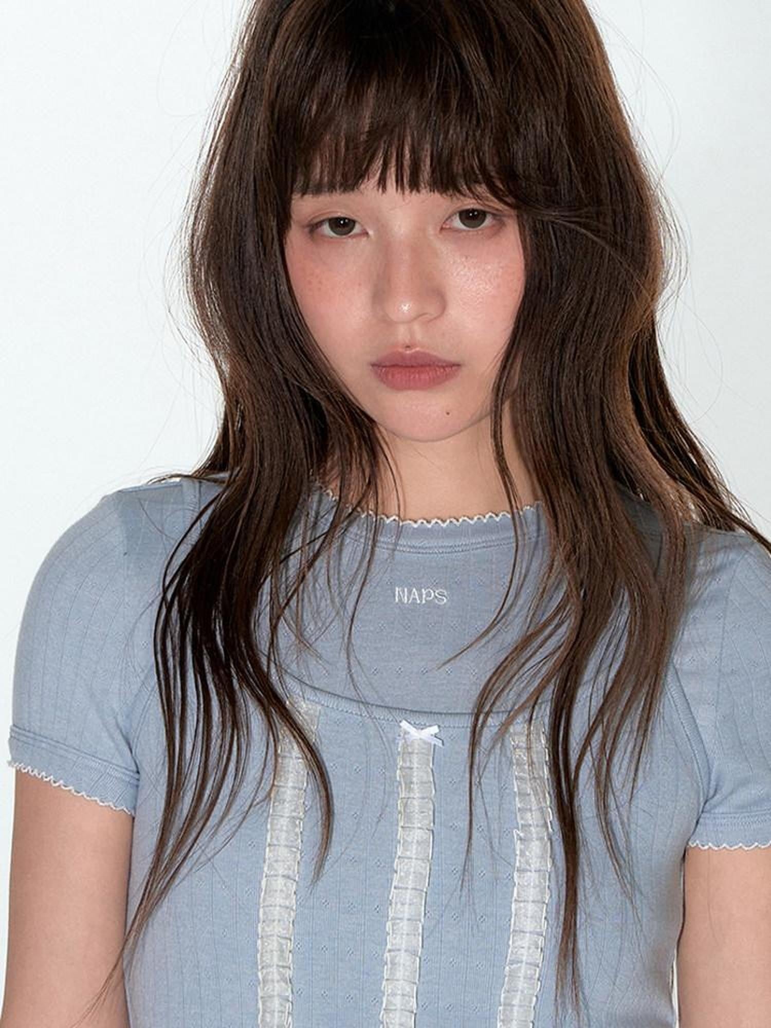 NAPSNAPS Layered Cropped Spliced Lace Trim Women&