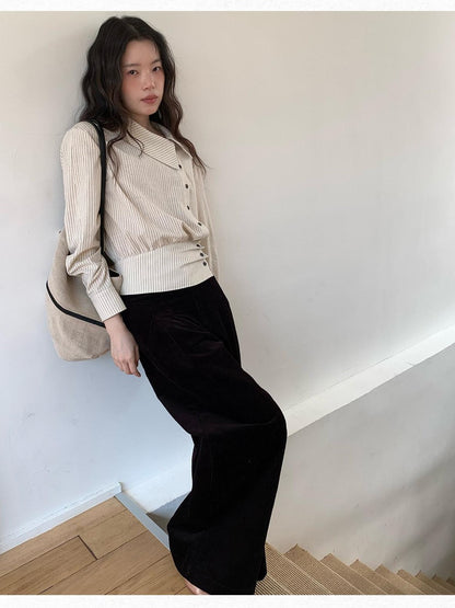 Dorydory Striped Asymmetric Cropped Slim Waist Women&