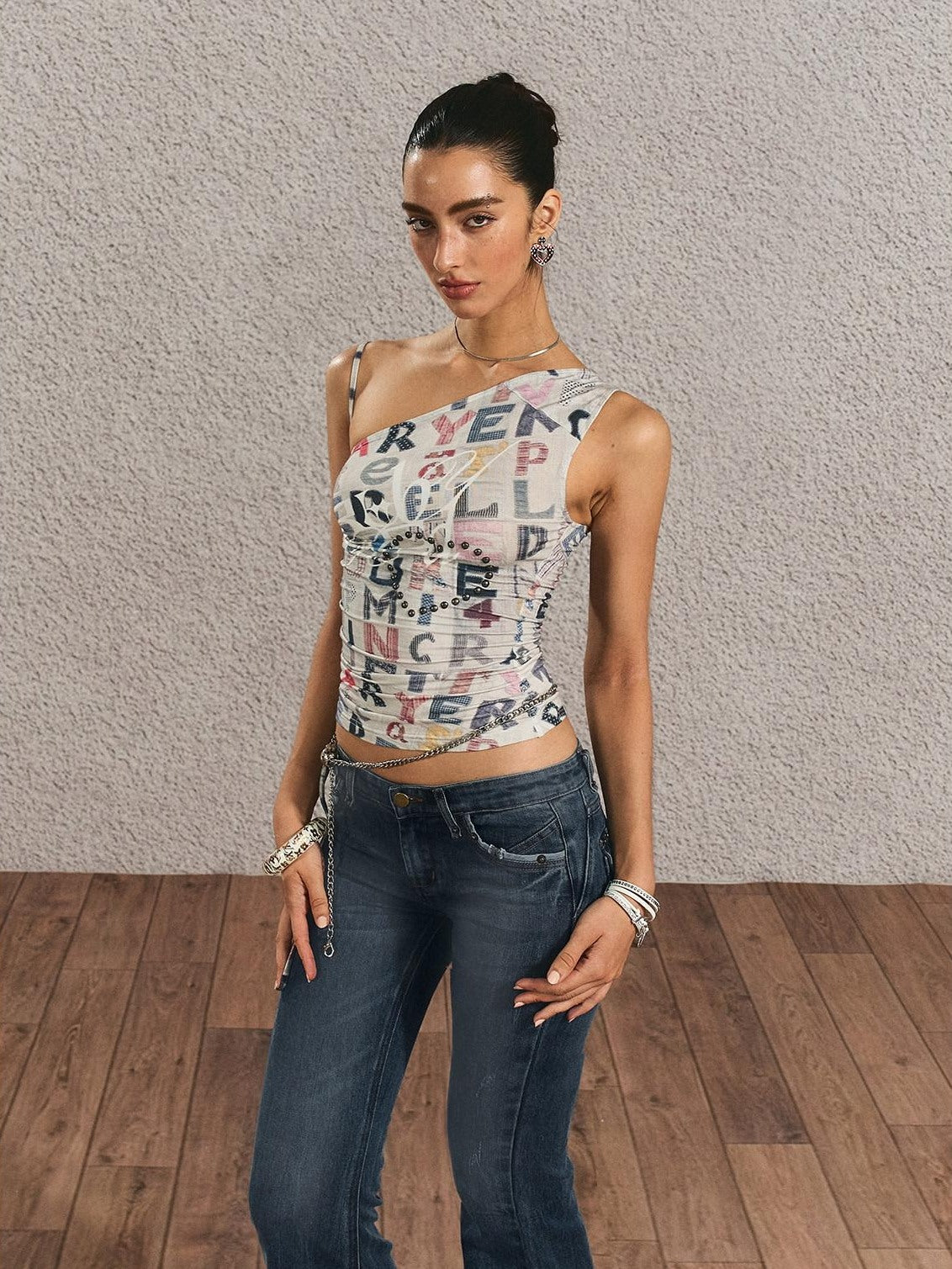 The NeverMore Original Backless Slim Fit Cropped Cotton Women Printed Letter Tank Tops