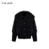 Low pixel Thick Wool Blend Multi Pocket Loose Fit Sexy Girl Black Zipper Cropped Jackets