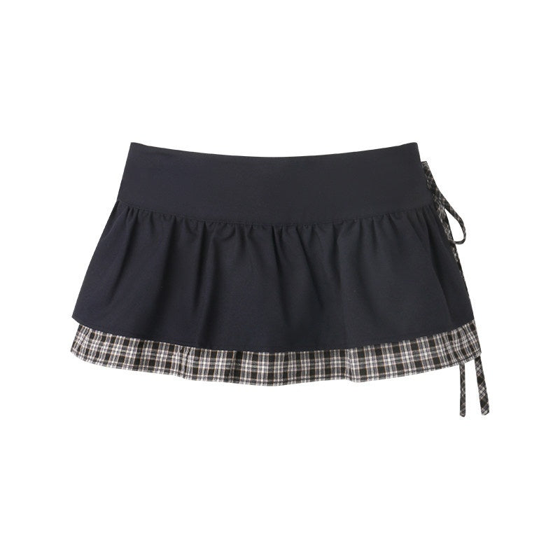 NAPSNAPS_Navy_Plaid_Patchwork_Doll_Collar_Faux_Two_Piece_Women&