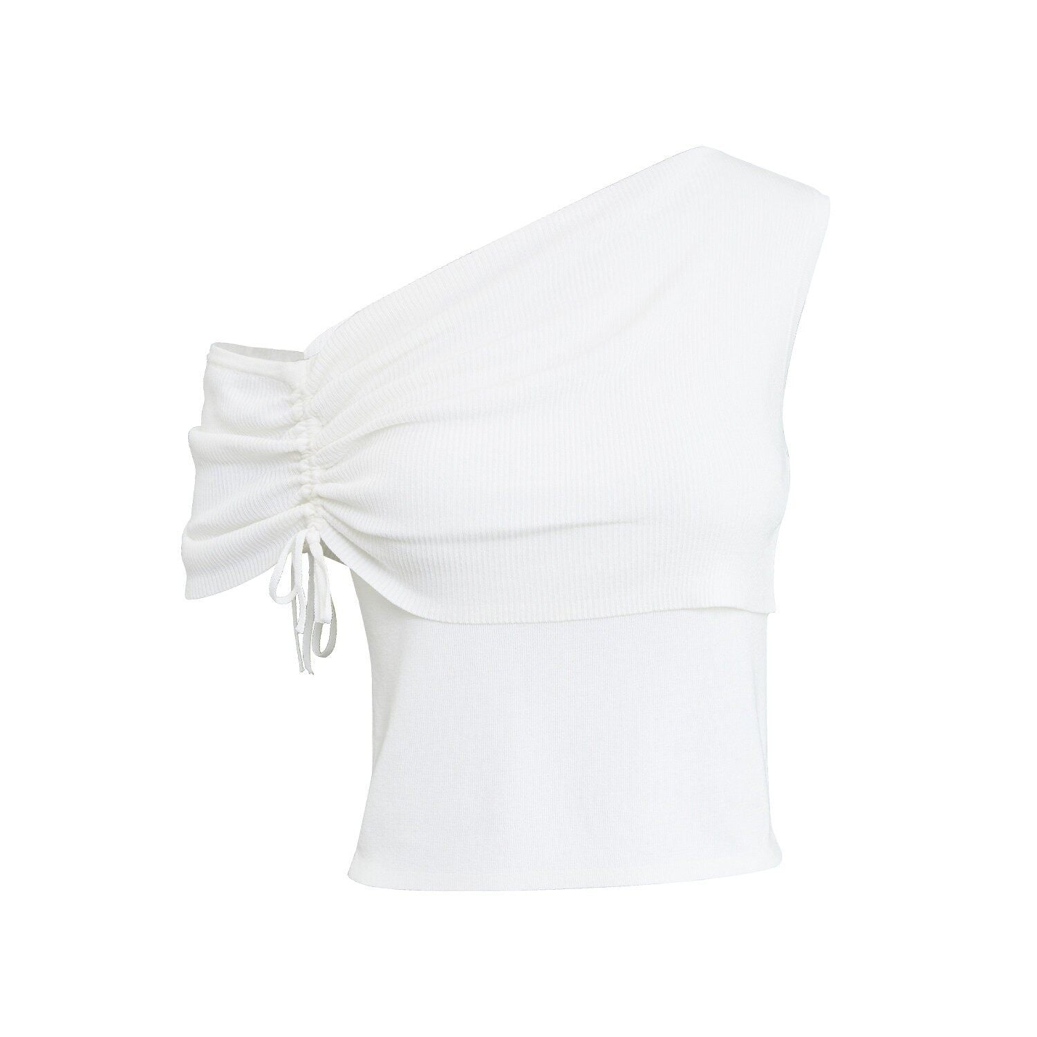RUN_TO_THE_FUTURE_Original_Asymmetric_One_Shoulder_Slim_Short_Tshirt_Black_White_Women_Crop_Tops_MISSTT