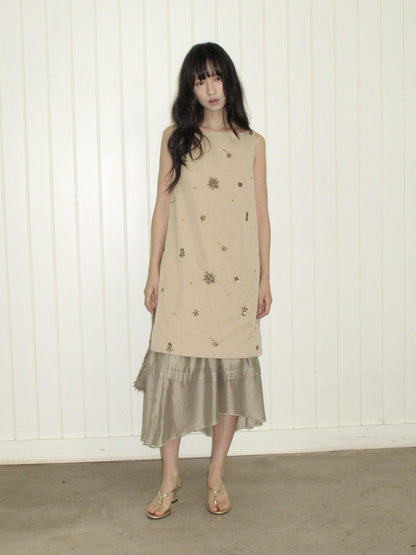 Dorydory Beaded Sleeveless Vest A Line Layered Women&