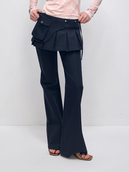 RUN TO THE FUTURE Pocketed Low Waist Micro Flare Slim Fit Women Zipper Poly Cotton Skorts