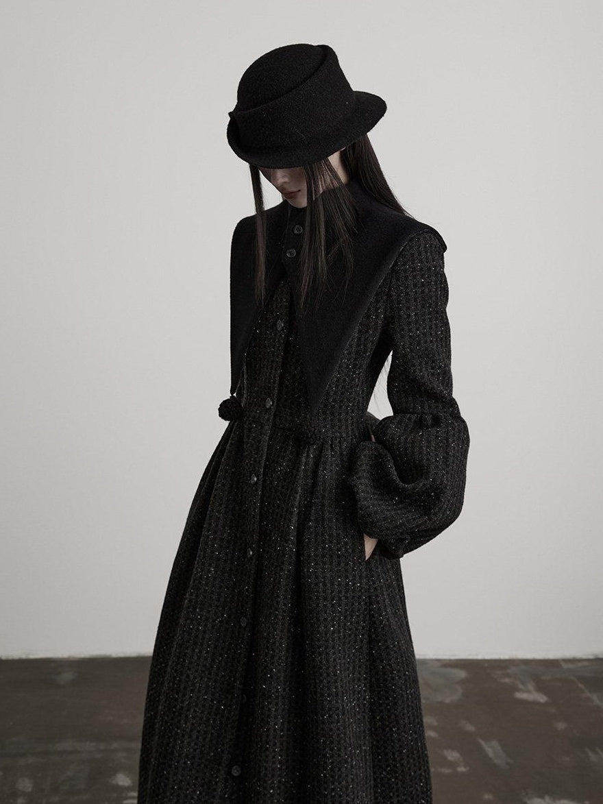 INDULGE Slim Casual Tailored Viscose Wool Blend Plaid High Waist Women Daily Long Coats