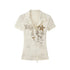 ALL iN plan Soft Stretch Cotton Blend Letter Print Cinched Waist A Line Sleeve Women T Shirt