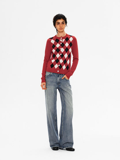 Northbutsouth Three Color Diamond Contrast Slim Fit Women&