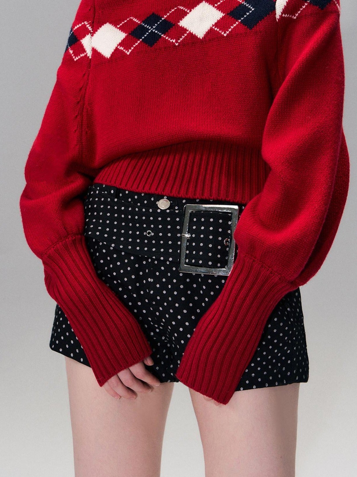 The NeverMore Warm Wool Pullover Vintage Jacquard Cape Batwing Women High Neck Red Sweaters