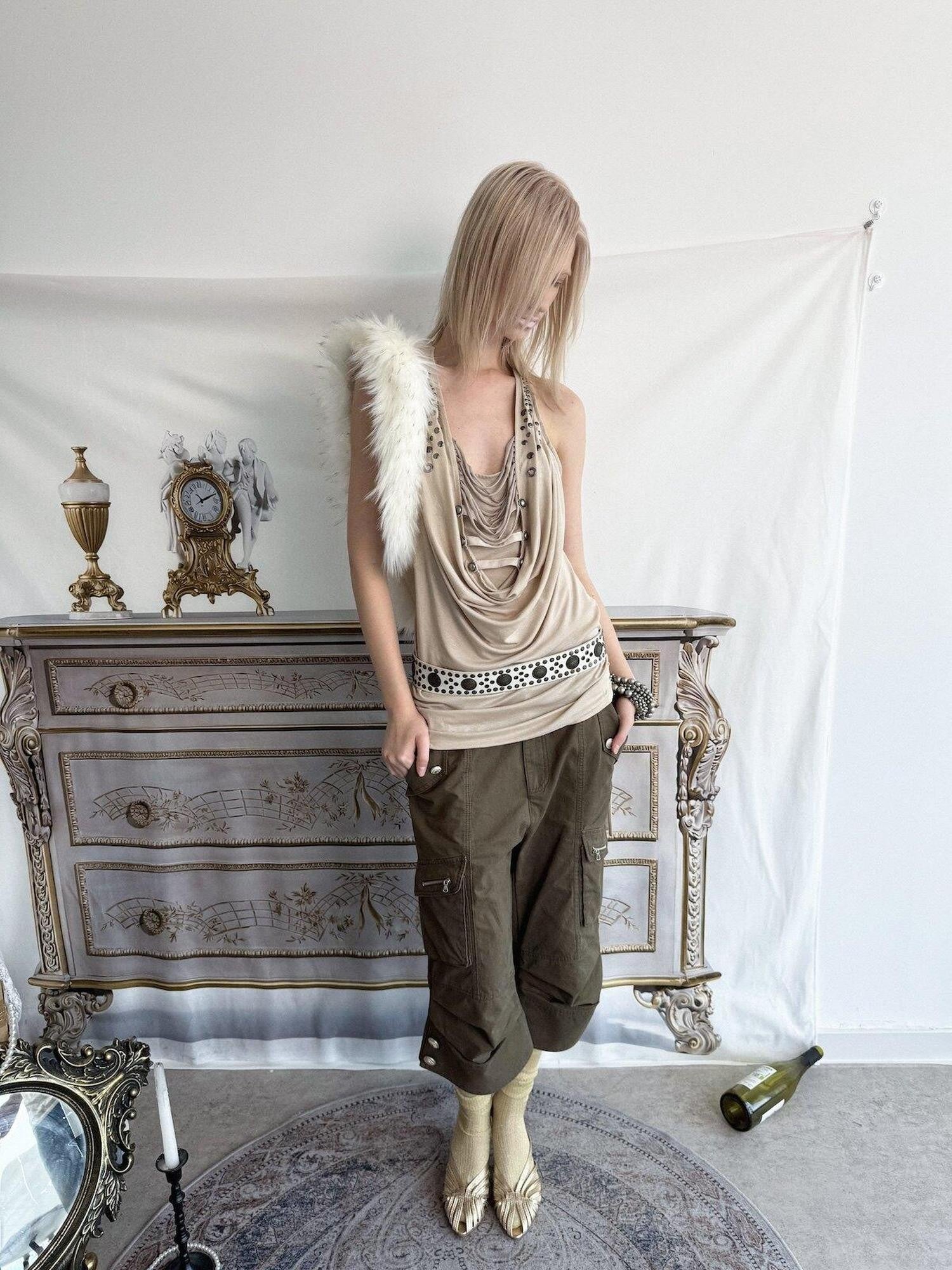 DoublePunch Vintage Biker Washed Cargo Women&