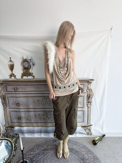 DoublePunch Vintage Biker Washed Cargo Women&