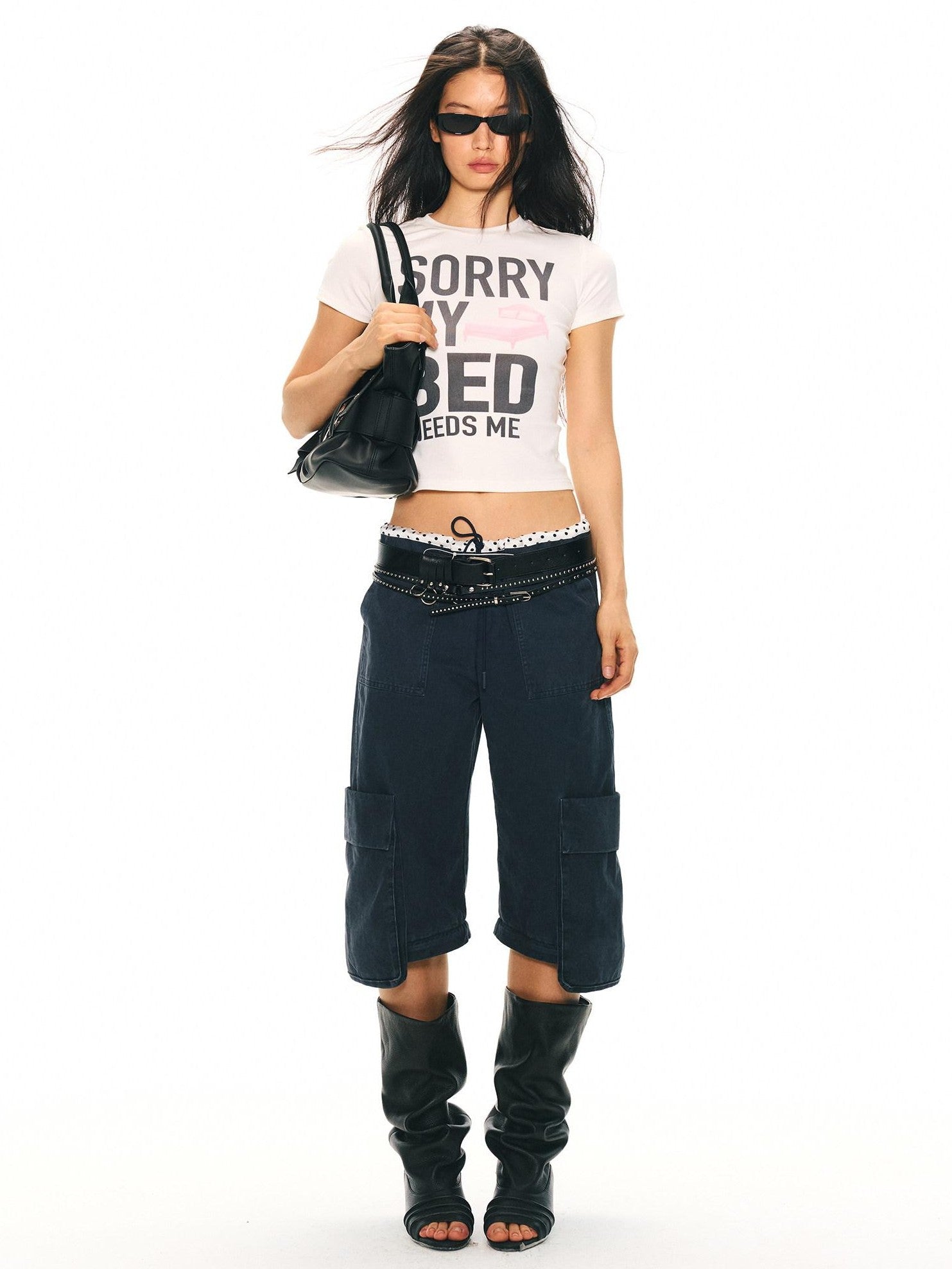 2th Desire Yellow Slim Cropped Playful Letter Print Women&