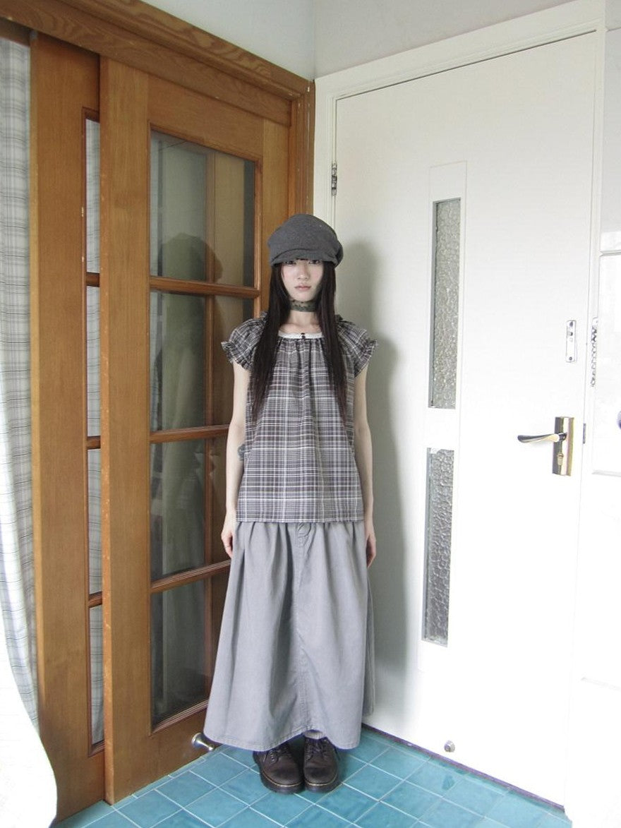 ang project Vintage Distressed Pleated High Waist A Line Women&