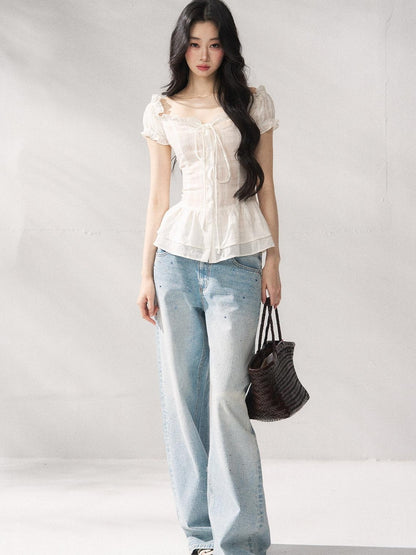 7Shiftin Cooling Breathable Light Waist Slim Women Cotton Tee Off Shoulder Crop Tops