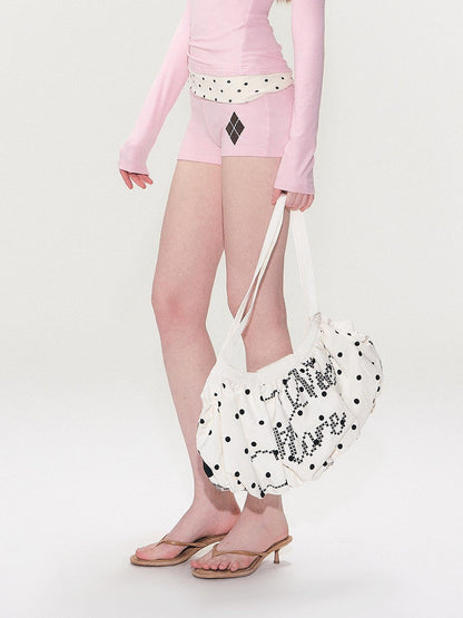 The NeverMore Alphabet And Number Print Cotton Pouch Double Strap Youth Casual White Tote Bags