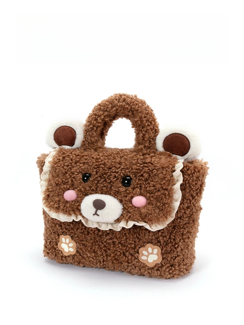 Biling Accessories Bureau Original Niche Bag Female Cute Cartoon Portable Plush Backpack Cute Bear Handbag