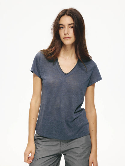 Northbutsouth Multicolor Snowflake V-neck Rolled Hem Women&