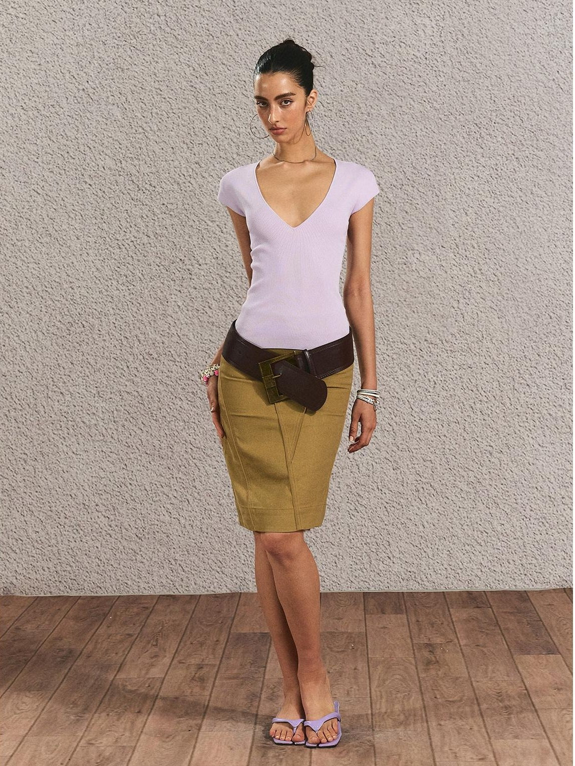 The NeverMore Soft Viscose Slim Fit Solid Short Sleeve Purple Women Tshirt Basic Crop Tops