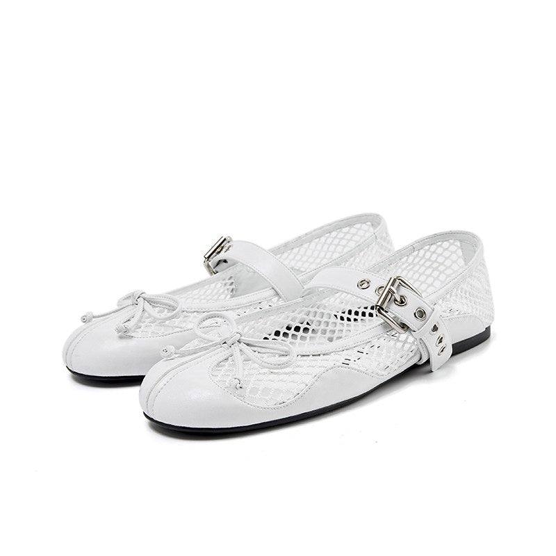 RUN TO THE FUTURE Breathable Cutout Slip On Casual Ballet Round Toe Lambskin Insole Flats