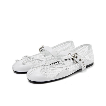 RUN TO THE FUTURE Breathable Cutout Slip On Casual Ballet Round Toe Lambskin Insole Flats