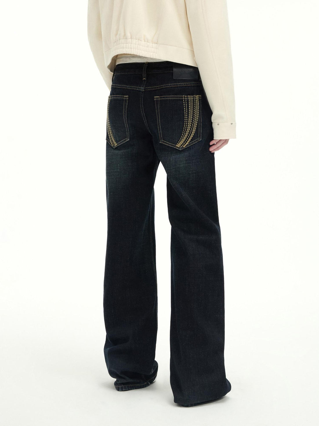 RUN TO THE FUTURE Casual Washed Low Rise Cotton No Stretch Women Black Blue Straight Jeans