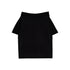 RUN TO THE FUTURE Viscose Knit Loose Cutout Slanted Neck Black Cross Print Short Sleeve T-Shirts
