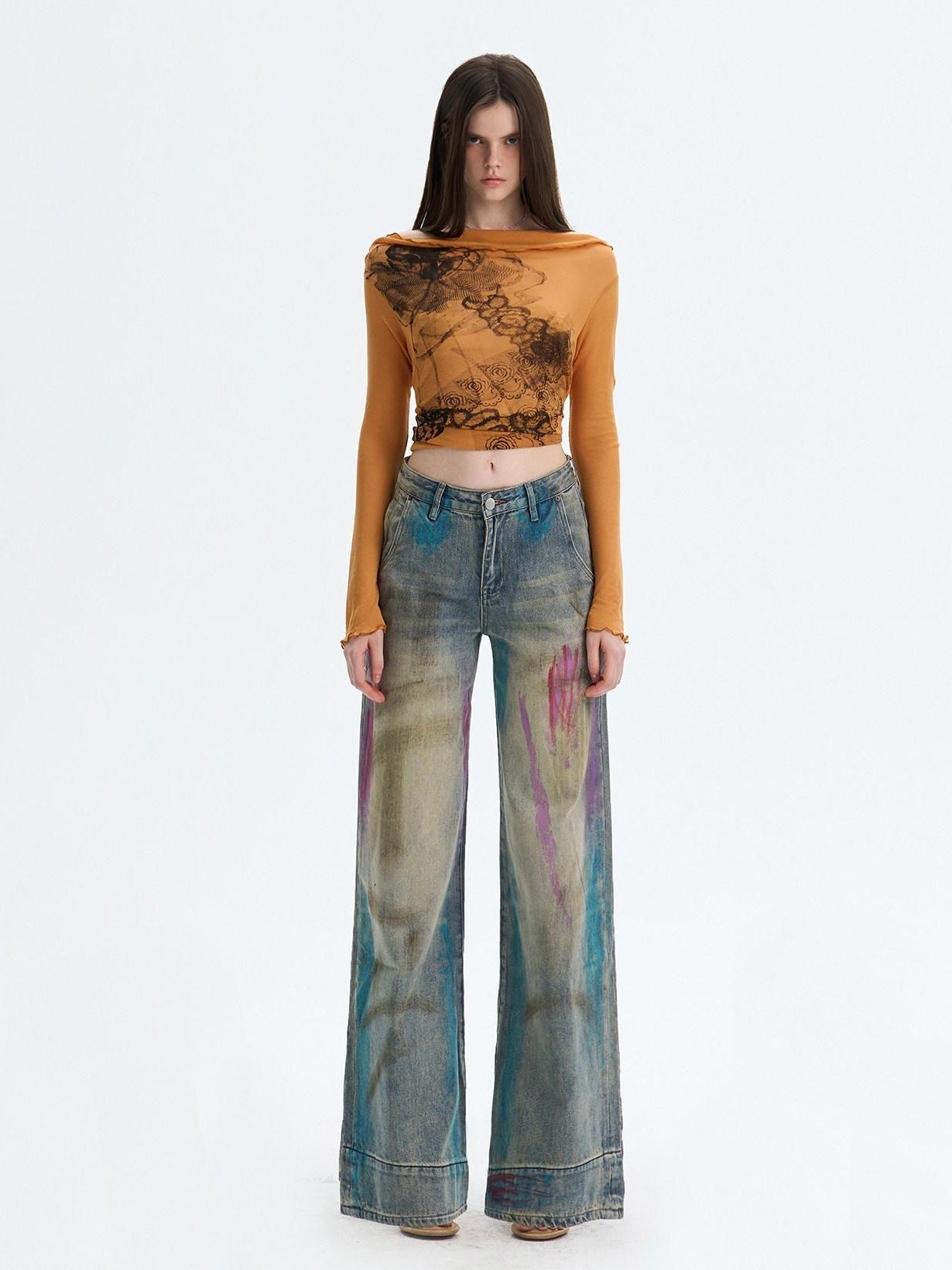 The NeverMore Washed Blue Button Fly Mid Rise Slight Stretch Sexy Straight Leg Jeans