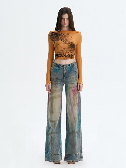 The NeverMore Washed Blue Button Fly Mid Rise Slight Stretch Sexy Straight Leg Jeans