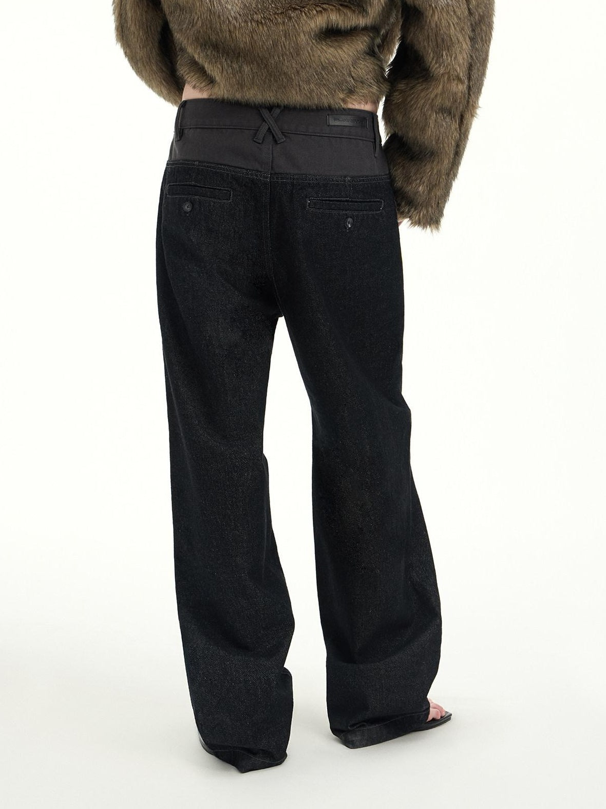 RUN TO THE FUTURE Casual Patchwork Low Waist Loose Women Black Cotton Wide-Leg Jeans