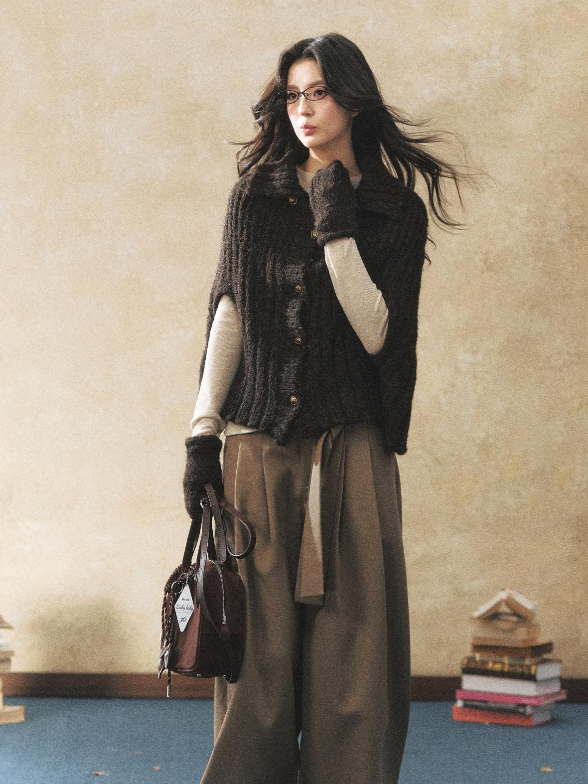 7Shiftin Cozy Button Cardigan Casual Relaxed Women Oatmeal Deep Brown Sweaters