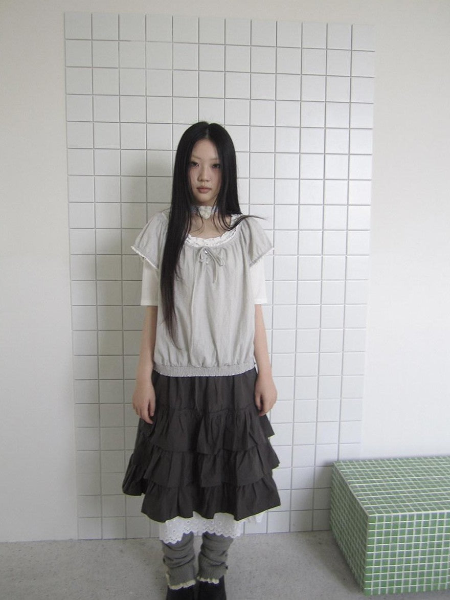 ang project Textured Lace Splice Drawstring Tie Women&