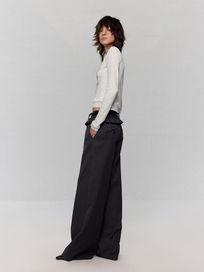 RUN TO THE FUTURE Original Low Waist Zip Fly Pocket Gray Womens Viscose Stretch Straight Pants