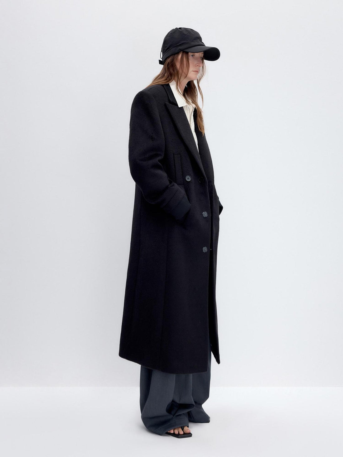 RUN TO THE FUTURE Lambswool Blend Patchwork Relaxed Fit Vintage Commuter Double Breasted Overcoats