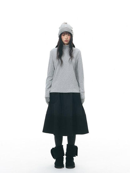 NAPSNAPS Star Print Brushed Fleece High Neck Women&