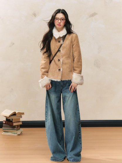 7Shiftin Online Exclusive Commuter Single Button Light Brown Women Cropped Jackets