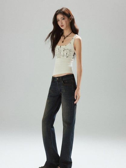 Low pixel Soft Cotton Blend Slim Urban Round Neck Racerback Women Daily Ivory Camisoles