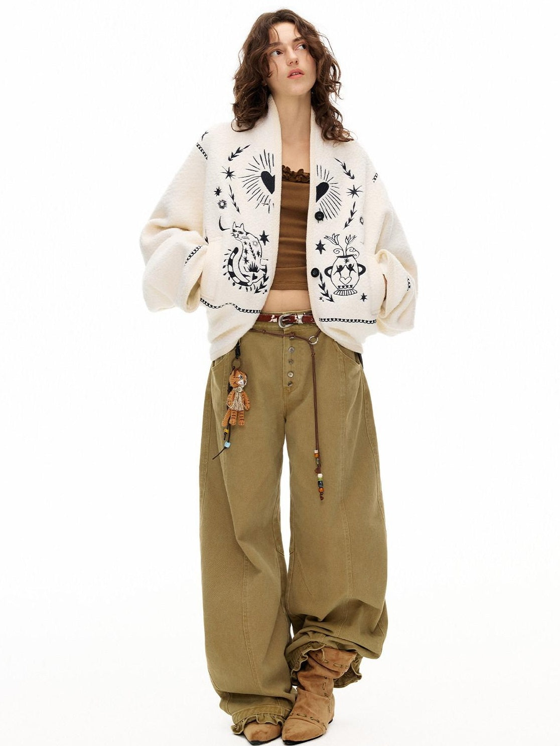 OuttheBlue Viscose Cotton Knit Slim Cropped U Neck Casual Women Travel Long Sleeve T-Shirts