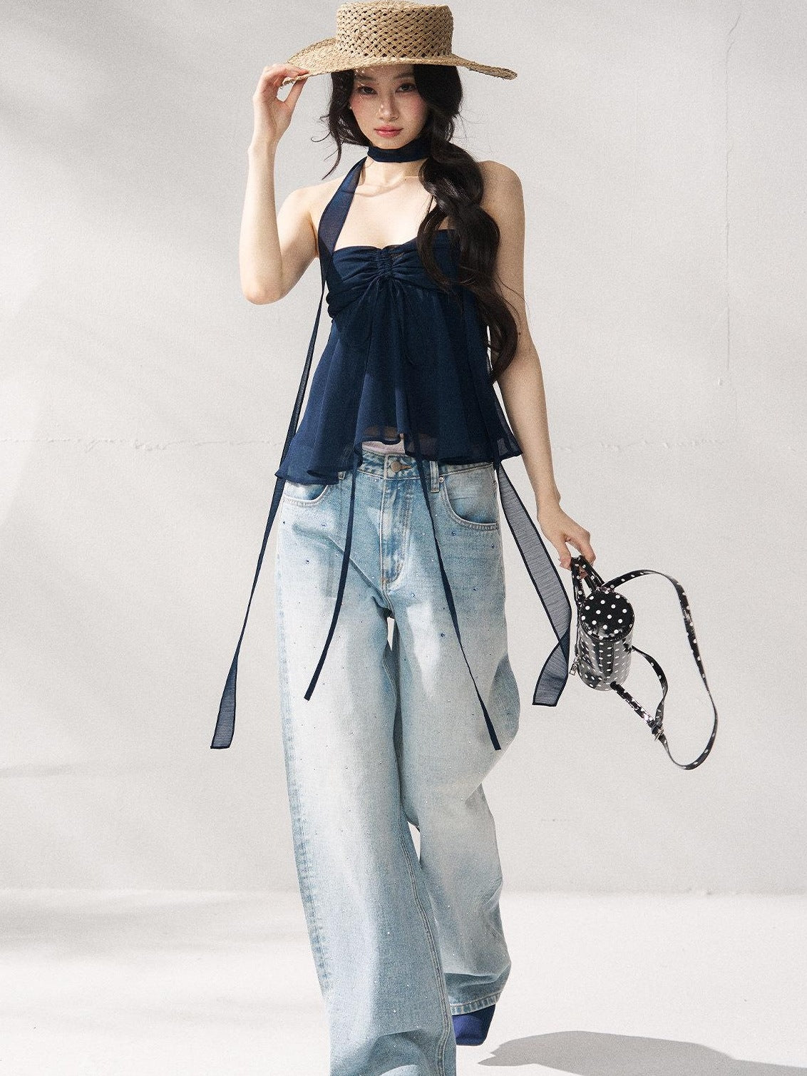 7Shiftin Tie Front Cropped Loose Fit Versatile Solid Color S M L Tube Tops