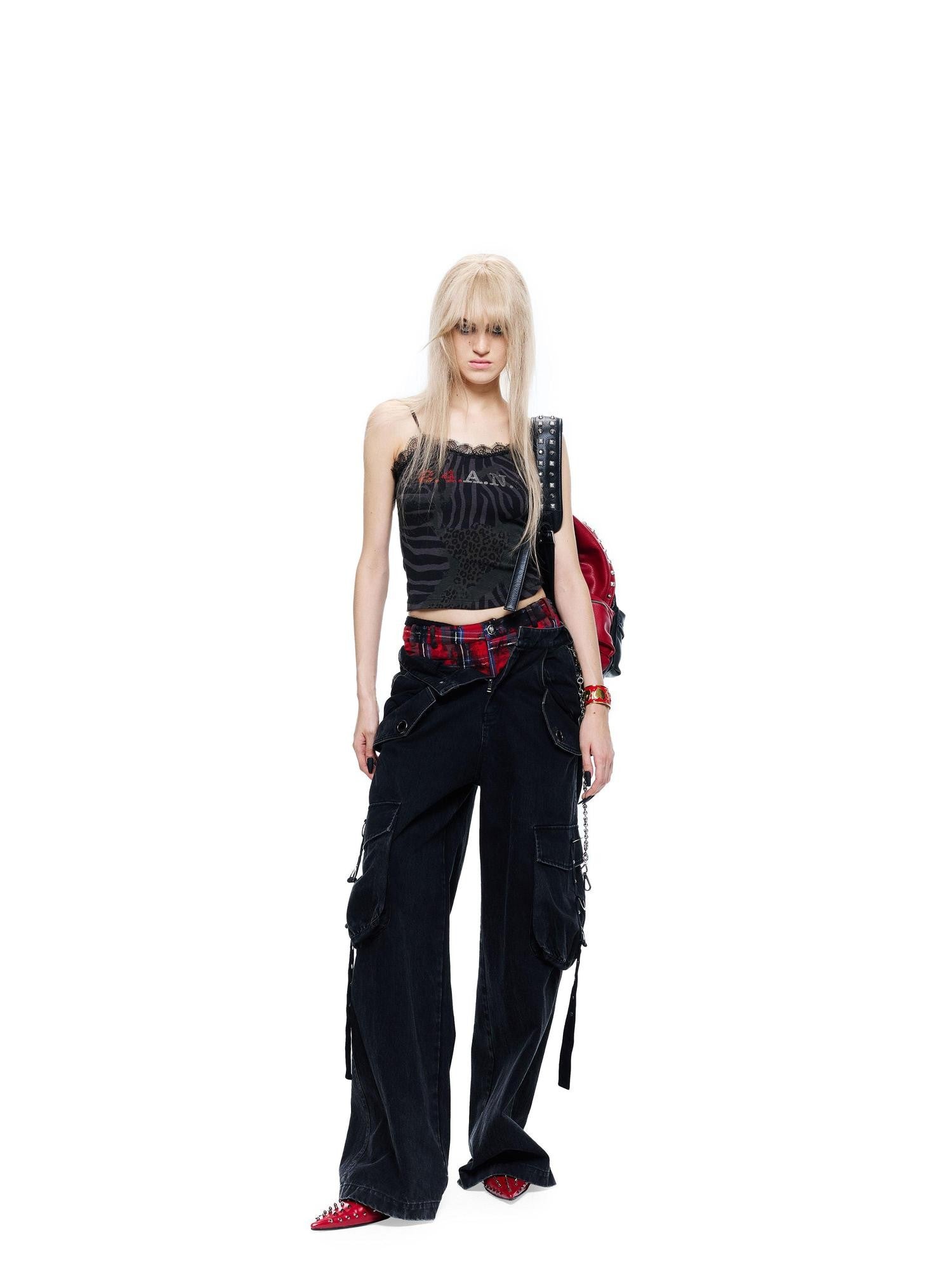 24ans Ombre Print Faux Rhinestone Embellished Women&