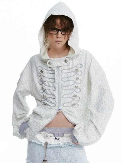 nit alcove Floral Zip Hoodie Loose Fit Long Sleeve Unisex Long Pants Top &amp; Pants Sets