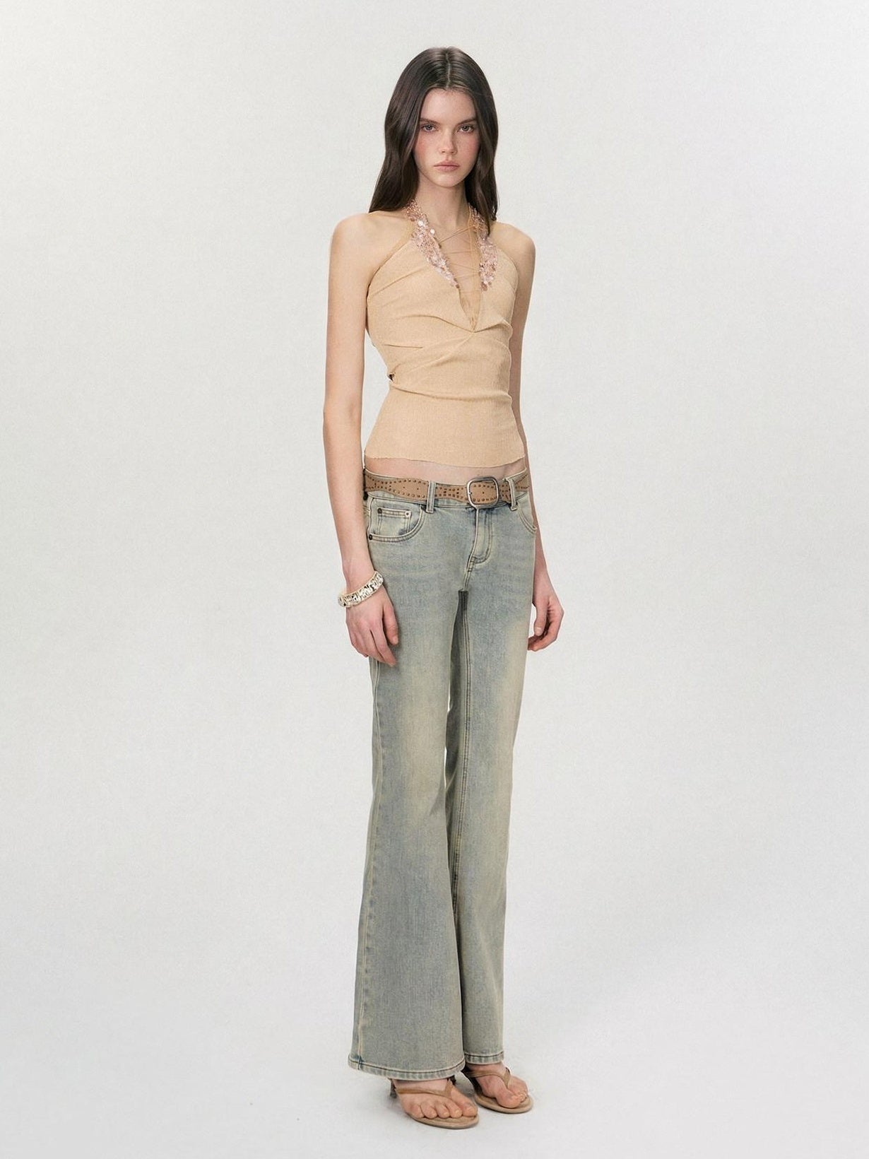 The NeverMore Lightweight Stretch No Padding Y Back Wide Strap Slim Cropped Women Camisoles