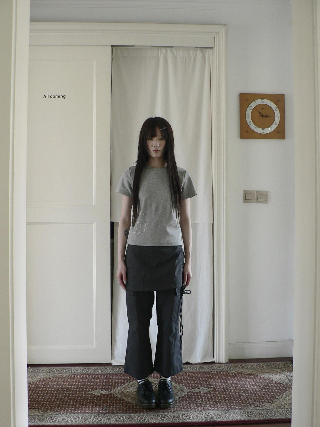 ang project Vintage Pleated Multi Pocket Micro Flare Mid Waist Women&