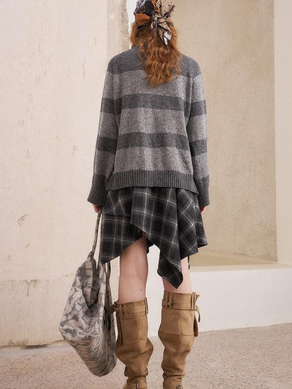 DIDDI MODA Symmetrical Cat Stripe Relaxed Oversized Women&