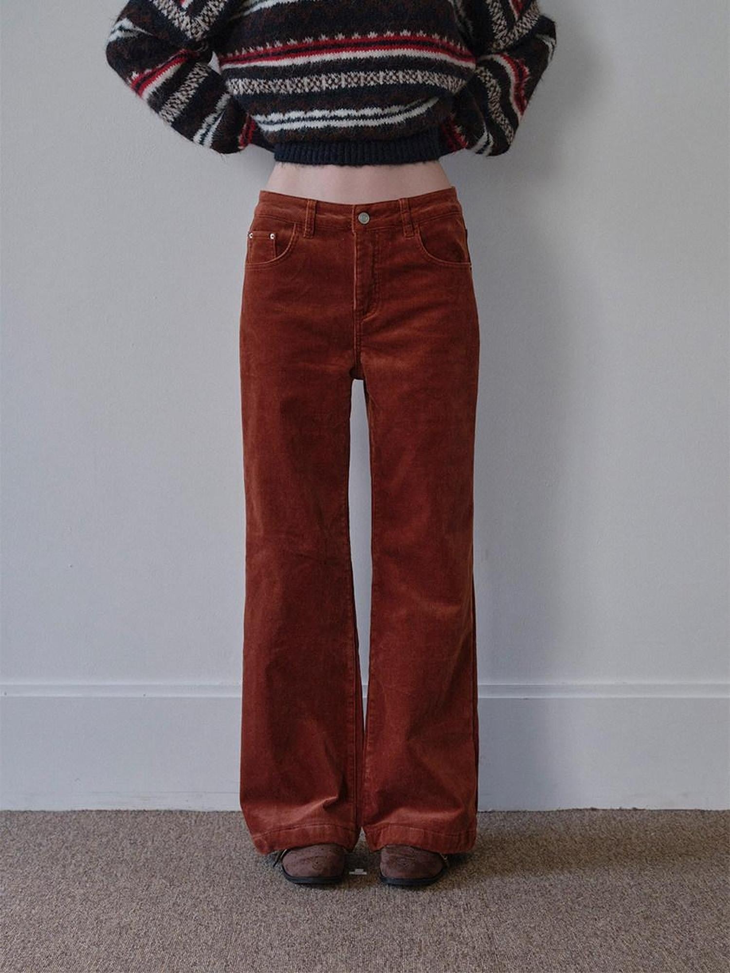 DKZ OFFICIAL Corduroy Orange Solid Pocket Button Women&